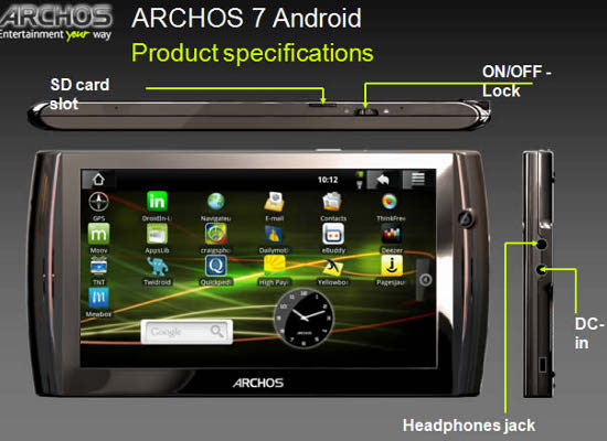 Archos 7 — интернет-планшет с экраном 7″