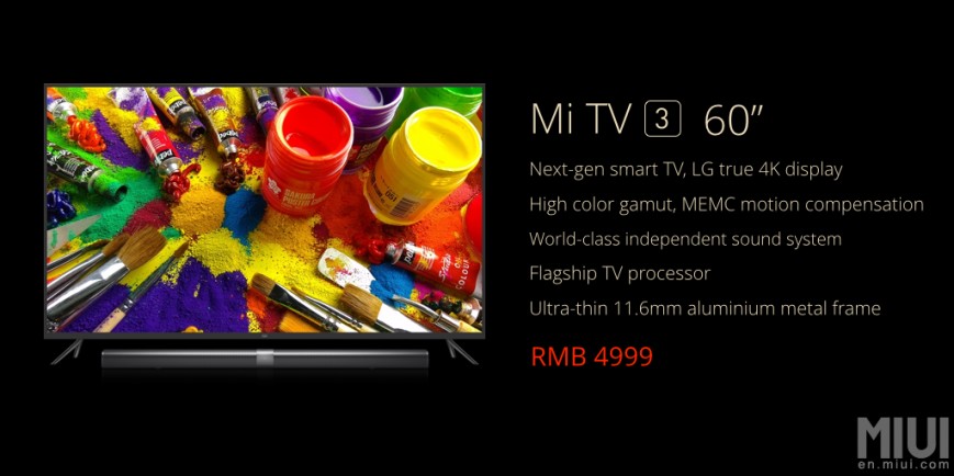 Xiaomi Mi TV 3 — «умный» телевизор с разрешением 4К